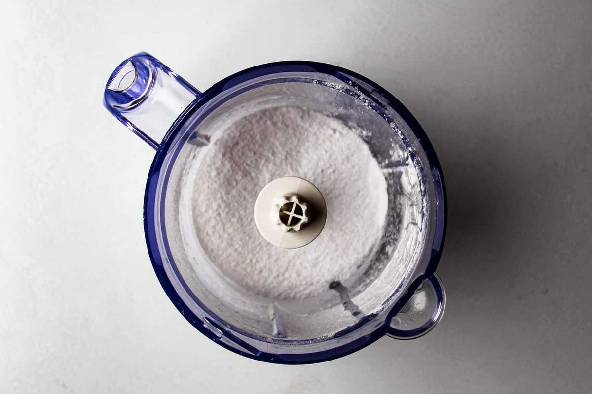 Sugar blended in the food processor to achieve super fine sugar.