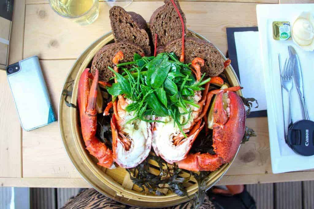 A whole lobster at the oyster farm in Yerseke.