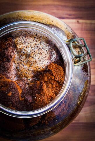 A big jar of cold brew coffee.
