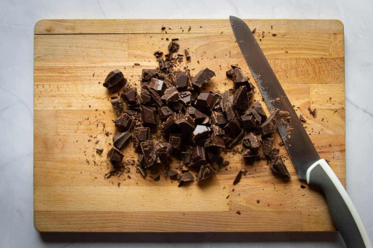 Chocolate cut into big chunks.