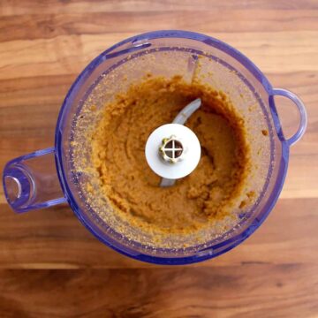 The hazelnut butter in the food processor.