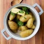 Boiled new potatoes with butter and mint.