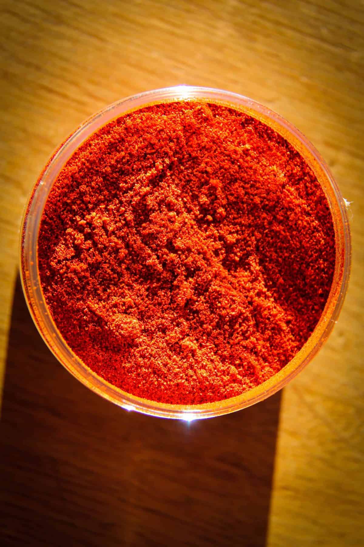 Smoked paprika spice in a jar.