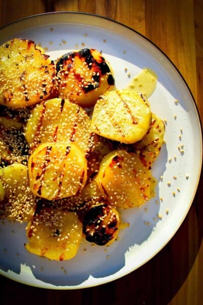 White sweet potato with maple, butter and sesame.