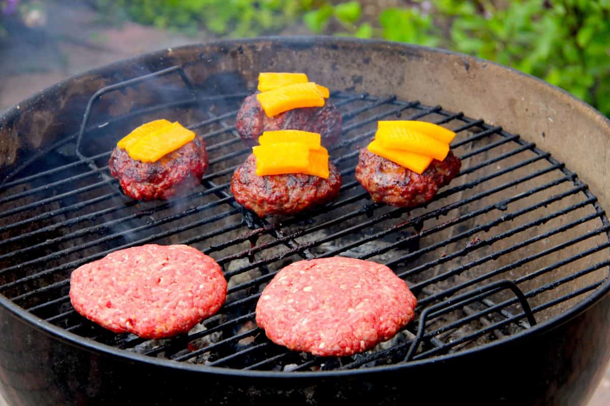 Grilling the burgers