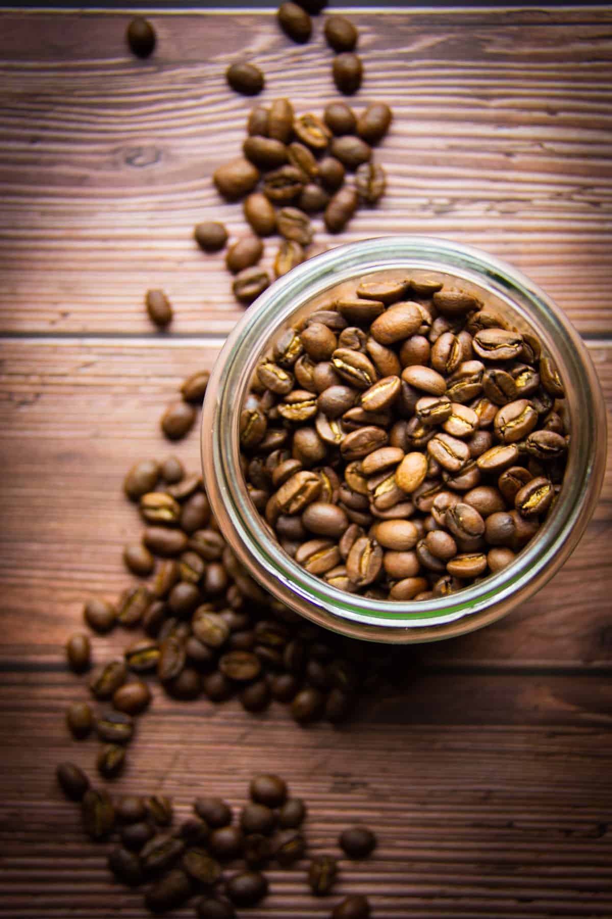 Coffee beans in a jar.