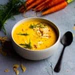 Vegan Carrot Ginger Soup with Dill + Toasted Almonds