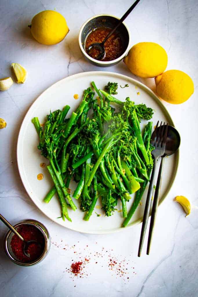 Sautéed Broccolette with Garlic, Lemon and Aleppo Chili