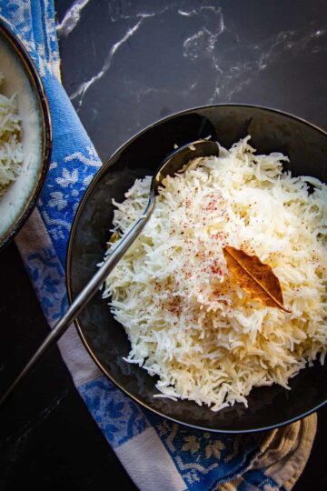 instant pot basmati rice in a bowl.