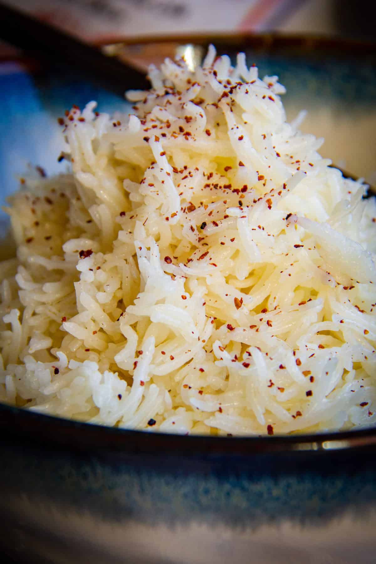A close up of instant pot basmati rice.