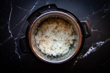 The finished basmati rice in the instant pot.