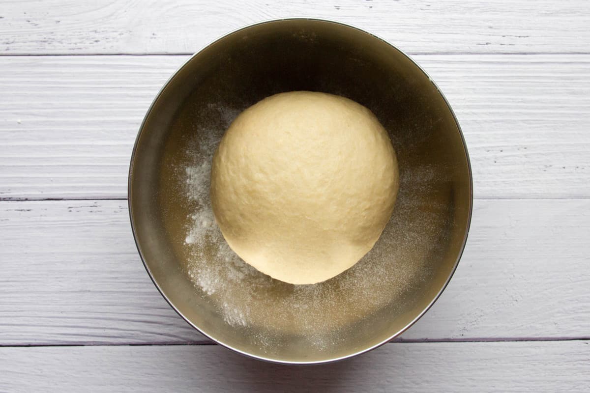 The dough shaped into a ball.