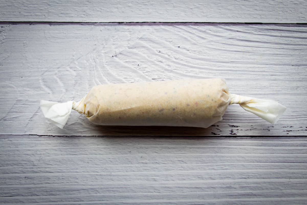 The umami butter wrapped in parchment paper.