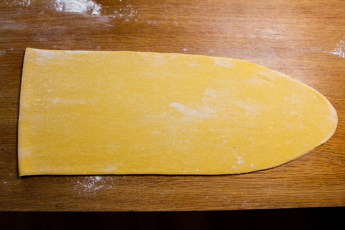 The folded pasta in half.