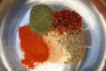 Mixing the spices together for the salmon rub.