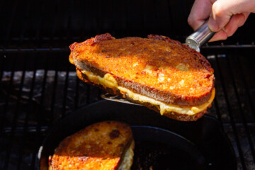 The sandwich lifted out of the smoker.