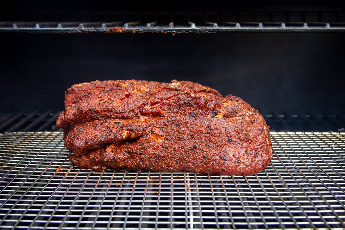 A beautiful autralian black angus chuck roast on the Traeger.